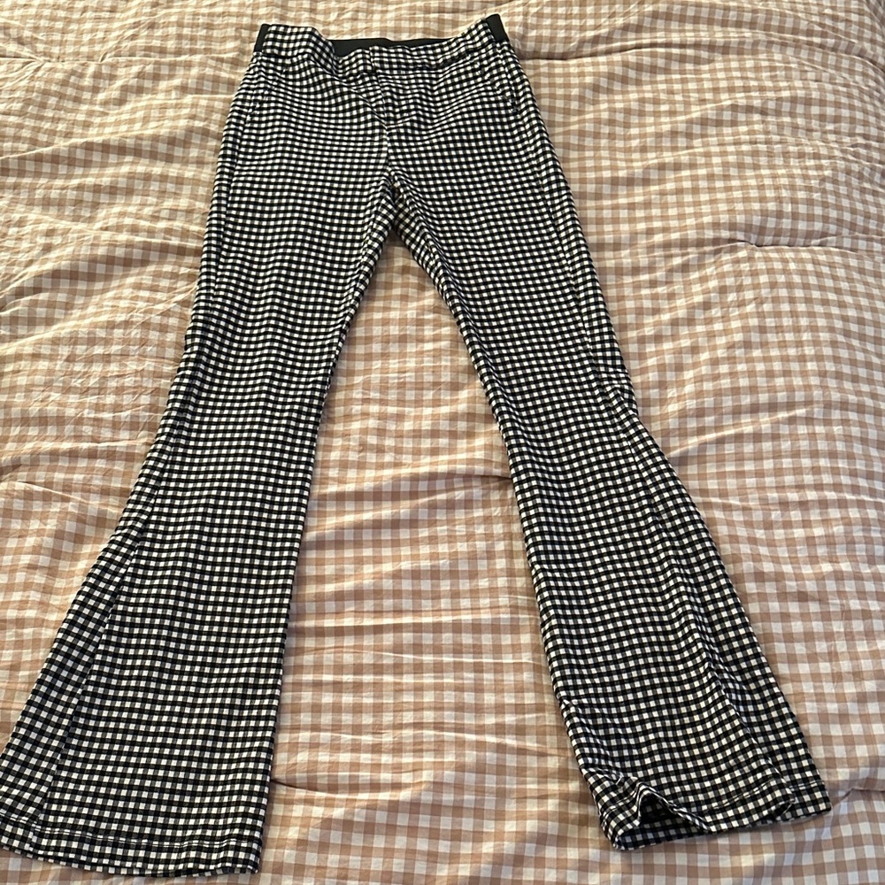 Black and White Gingham Flare Pants